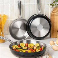 Promo Besar-besaran Grosir Wajan Stainless Steel Tri-ply 20/24/26/28cm 8/10inci/12inci Tanpa Lapisan Anti Lengket Peralatan Masak Wajan Penggorengan/Skillet