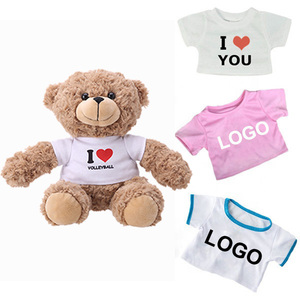 Orsetto di peluche rosa carino per bambine, personalizzabile con stampa LOGO, orsetto di peluche morbido con maglietta bianca - Product Image 4