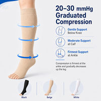 Chaussettes de compression graduée médicale 20-30 mmHg, hauteur genou, à bout ouvert, pour le voyage et usage quotidien, OEM ODM