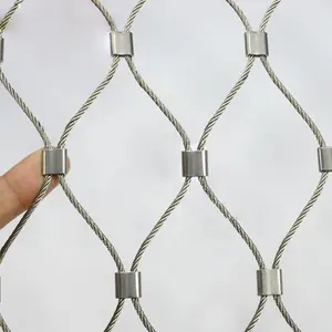 Malla de cuerda cuadrada de 2mm en cerca de zoológico de malla de cuerda de alambre de acero inoxidable
