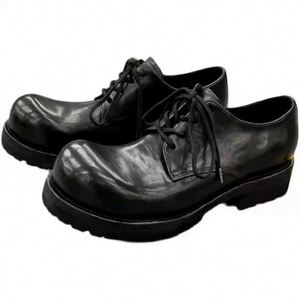 Zapatos Oxford de Cuero Negro con Punta Redonda, Cordones, Suela de Goma, Entresuela de EVA, Antideslizantes, para Todas las Temporadas, Calzado Casual para Hombre - Product Image 5