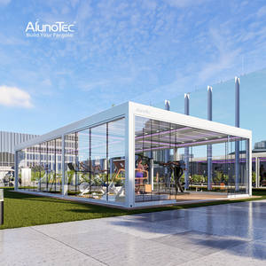 Pergola Motorizzata AlunoTec <span class=keywords><strong>in</strong></span> Alluminio da Esterno Sistema di Ombreggiatura Automatico per Esterni Copertura per Ristoranti Tetto a Lamelle Orientabili con Luce - Product Image 2