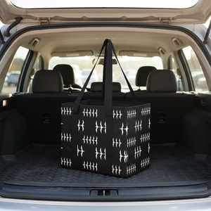 Hawaiian Iwa Birds Design Custom Logo Nylon <b>Foldable</b> Wide-open Grocery Shopping <b>Bag</b> Storage Trunk Organizer <b>Bag</b> for Car - Product Image 2