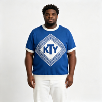 T-shirts pour hommes OEM de haute qualité 500g, style streetwear du Guangdong, pull géométrique tricoté lourd et respirant pour le printemps