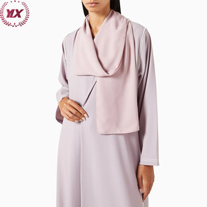 2023 vestidos modestos para mujer, adornado con perlas, crepé fluido, cuentas de perlas, cuello de solapa púrpura claro, Abaya, vestido musulmán para mujer - Product Image 6