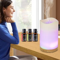 Diffuseur d'huiles essentielles écologique à LED avec effet flamme, humidificateur, alimenté par USB, idéal pour une utilisation en voiture, parfait pour offrir en cadeau, festif