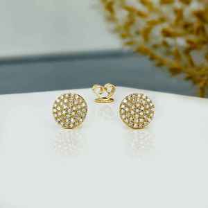 Elvora Gems Women's 14k Gold Diamond Cluster <b>Earrings</b> Minimalist Disc Studs Pave Setting 74 Stones .20ct Total Butterfly Clutch - Product Image 6