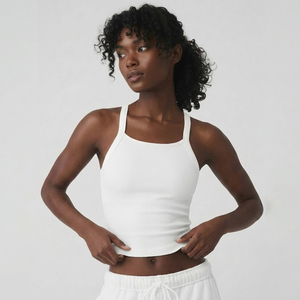 Débardeur de sport côtelé sans couture pour femme, col carré, pour yoga et fitness - Product Image 3