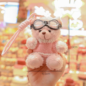 Ours en peluche pour la Saint-Valentin, vente en gros, porte-clés ours en peluche avec lunettes, vêtements, pull, peluche pilote, porte-clés en peluche - Product Image 4