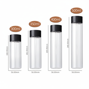 Bouteilles de boisson jetables en plastique PET transparent de 500 ml, 600 ml, 700 ml avec couvercle, design mignon pour le sport - Product Image 1