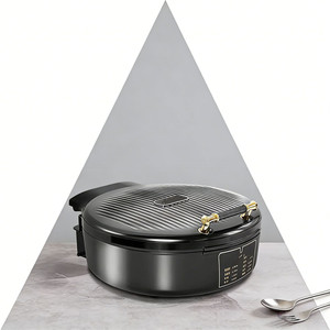 Grill électrique 1500W en acier inoxydable antiadhésif PTFE à double chauffage pour la cuisson de crêpes et de viandes - Product Image 2