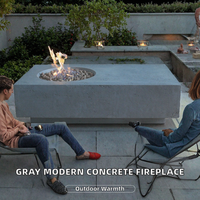 Brasero rectangulaire d'extérieur au gaz, table de feu au gaz en béton gris pour patio, table de feu au propane GPL à flamme réelle pour la décoration de jardin et de cour