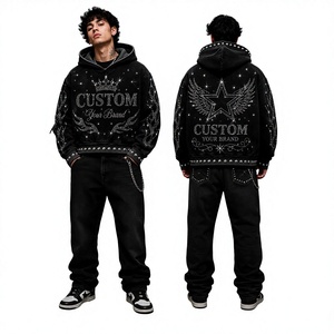 Vente en gros de sweats à capuche personnalisés avec étiquette de taille, en polaire oversize, pour collections de vêtements de détail américaines, faible MOQ - Product Image 1