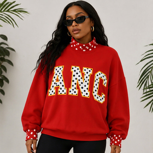 ANC Factory Direct <b>Mock</b> <b>Neck</b> Crew <b>Neck</b> Sweatshirt Women Men Ladies Unisex Greek Sorority Fraternity Chenille Embroidery Cotton - Product Image 1