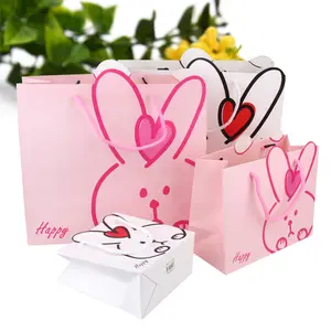 Hot selling new creative pink cute rabbit popular cheap price gift bags