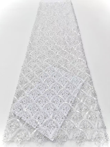 Tissu de dentelle de luxe brodé de sequins NI.AI 2026 <span class=keywords><strong>Aso</strong></span> Ebi, dentelle nigériane pour mariée, tissu de dentelle perlée pour robe de soirée - Product Image 2