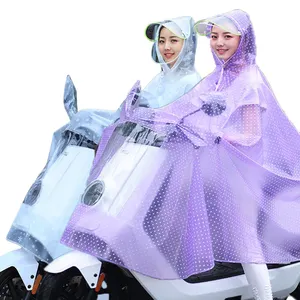 PVC 판초 서리로 덥은 인쇄 비옷 보기 미러 커버 판초 전자 자전거 스쿠터 착용