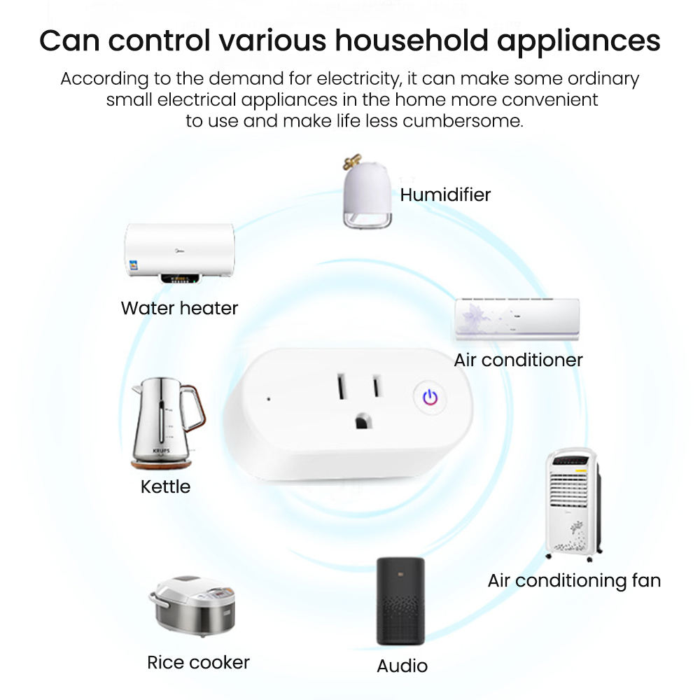 HONPNK 16A US Standard Electric Energy Monitoring Remote Control Smart Home Power Socket Adapter Wi-fi Smart Plugs Sockets