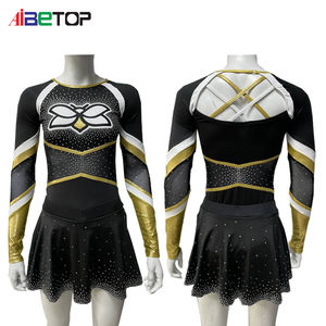 Uniforme de cheerleading CoolTech noir et or avec strass et dos croisé |   Restez fraîche et éclatante pendant des performances de deux heures - Product Image 5