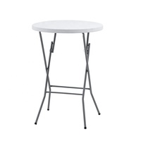 Table Haute Pliante Ronde de Bar Blanche en Plastique de Haute Qualité 80 cm pour Banquets, Fêtes, Bistros et Événements