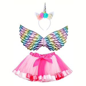 Disfraz de <span class=keywords><strong>Unicornio</strong></span> para Niñas, Falda de Arcoíris en Capas, Alas de Hada, Diadema de <span class=keywords><strong>Unicornio</strong></span> para Fiesta de Cumpleaños de <span class=keywords><strong>Princesa</strong></span>, Disfraz para Fiestas, CM025 - Product Image 3