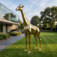 Große Giraffen-Spiegel-Skulptur aus poliertem Edelstahl, kundenspezifische Metallskulptur für die Landschaftsgestaltung von kommerziellen Plätzen und Parks