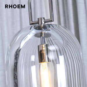 Luminaire suspendu RHOEM RH 5" 8" 10" en cristal artisanal et laiton massif, dimmable, certifié UL, 110V, hauteur réglable - Product Image 6