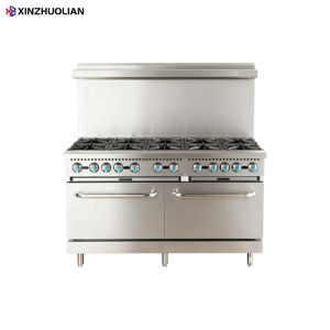 ETL 商用工业用 10 燃烧头燃气灶带烤箱不锈钢 360,000 BTU - Product Image 1