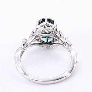 <span class=keywords><strong>Solitario</strong></span> foglia e vite 13x9mm 8*12mm ovale verde promessa fede nuziale Moissanite In oro bianco - Product Image 3