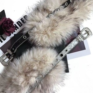 <span class=keywords><strong>Ceinture</strong></span> pour <span class=keywords><strong>femme</strong></span> en fourrure <span class=keywords><strong>argentée</strong></span> ornée de strass, <span class=keywords><strong>ceinture</strong></span> brillante en peluche, nouvelle <span class=keywords><strong>ceinture</strong></span> tendance Y2K polyvalente avec boucle à ardillon et œillets - Product Image 2