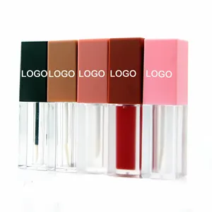 Nueva llegada 5ml logotipo personalizado envases de brillo de labios vacíos tubos de brillo de labios cosméticos lápiz labial rosa tubos de plástico