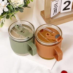 Mug de voyage en verre sans BPA de 12 oz avec manchon en silicone protecteur, résistant à la chaleur, bouteille d'eau réutilisable avec poignée pour la maison et l'extérieur - Product Image 6