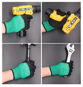 Green <b>Black</b> Safety <b>Gloves</b> Knit Cuff Textured Fingertips Anti Slip Work wear for General Purpose - Product Image 5
