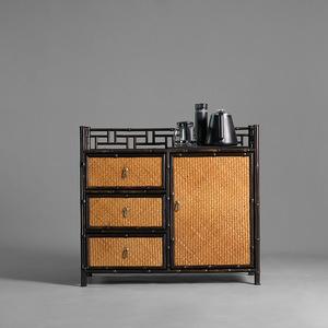 Handmade purple bamboo tea cabinet, small tea sideboard, bamboo mini household water bottle, integrated <b>sofa</b> <b>side</b> <b>table</b> - Product Image 2