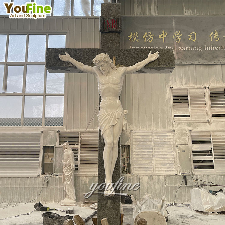 ライフサイズ現代的アウトドアガーデン装飾 白大理石 イエス像