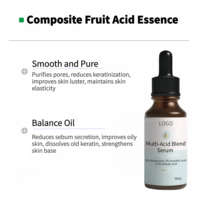Sérum Doux Exfoliant Chimique Tri-Acide avec Complexe Multi-Acides AHA BHA PHA Solution Équilibrante Hydra pour Peaux Grasses et Acnéiques