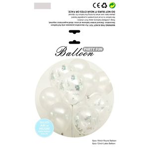 Set di palloncini di coriandoli in argento da 12 pollici 10 pezzi decorazioni per il compleanno di nozze per Baby Show Party e cabina fotografica - Product Image 1