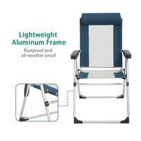 Chaise de camping de plage à cadre en aluminium léger avec repose-tête amovible