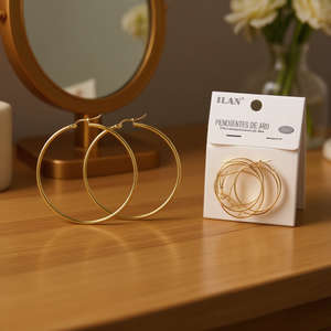 Orecchini a Cerchio Ilan 50mm Color Oro Gioielli alla Moda - Product Image 2