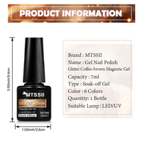 MTSSII Vernis à ongles gel UV réfléchissant magnétique scintillant effet œil de chat brun 7ml, durcissement UV, cadeau de salon pour filles et femmes