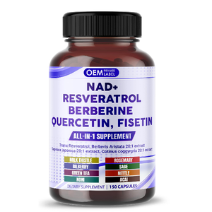 OEM tutto naturale NAD Trans resveratrolo berberberina quercetina fisetina integratore di cardo di latte supporto per la salute cellulare degli adulti - Product Image 1