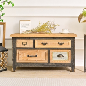 INNOVA Antique 4-Drawer Wooden <b>Sideboard</b> Panel Design Easy <b>Assembly</b> Durable Storage for Entry Living Room Hotel Farmhouse - Product Image 4