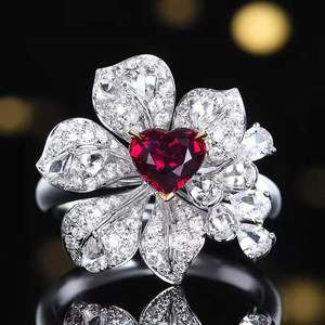 Unheated Ruby <b>Ring</b> 1.02ct Natural Gemstone 18K Solid Gold Set 79 <b>Diamonds</b> 11 White Sapphires Luxury Women Engagement Jewelry - Product Image 1