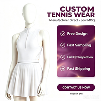 Gaun Golf Wanita Tanpa Lengan Berbahan Mesh dengan Belahan di Punggung, Lipit, dan Celana Pendek Anti Tembus Pandang Terintegrasi dengan Saku Samping Fungsional