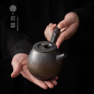 Chinese Style Coarse Pottery Teapot Round Side Handle Handheld Kung Fu <b>Tea</b> Brewing <b>Pot</b> With Lid <b>Ceramic</b> Household Office Use - Product Image 4
