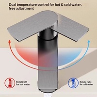 Robinet mélangeur chaud/froid en acier inoxydable, finition noir chromé brossé, à poignée unique pour lavabo – Vente en gros
