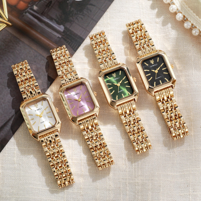 Factory Wholesale 2024 New Simple Folding Buckle Steel Belt Women's Quartz Watch Charm Elegant Fashion Brand square Luxury Watch