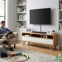 Meuble TV en bambou, style moderne et minimaliste, pour petit appartement ou hôtel, table basse, armoire de rangement, combo pour salon, centre de divertissement