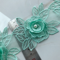 Dentelle florale 3D perlée double couche brodée personnalisable 8,4 cm de large pour vêtements, sacs, textiles, accessoires DIY, qualité AA
