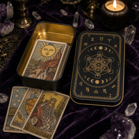 Boîte de rangement de luxe pour cartes à jouer, finition noire mate avec bordure dorée, étui premium pour jeu de poker, petite boîte en métal